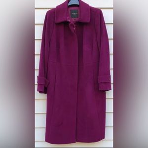 Talbots Stunning Plus Sized 16w Magenta Wool Alpaca lined Long Outwear Coat!!